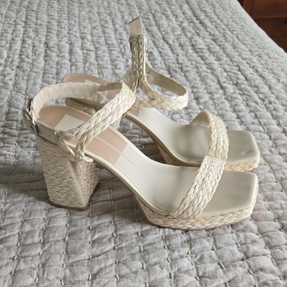 Elegant Cream Block Heel Sandals